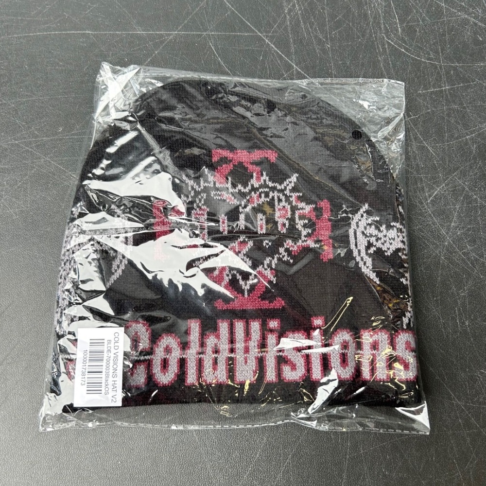 Bladee Cold Visions Hat V2 Beanie Black Pink White Year0001 Drain Gang Merch NEW - Picture 2 of 4